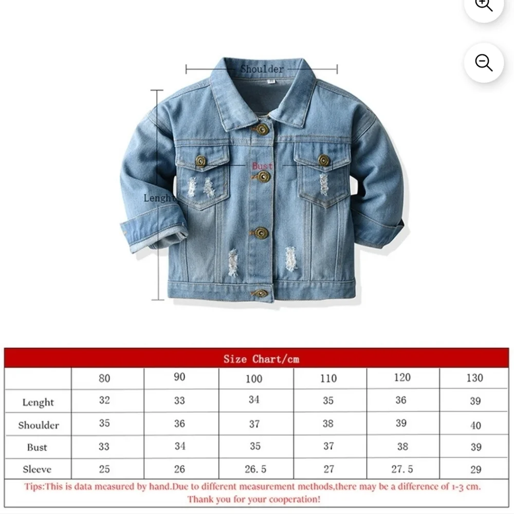 NWT Kids Distressed Denim Jacket Size 4T